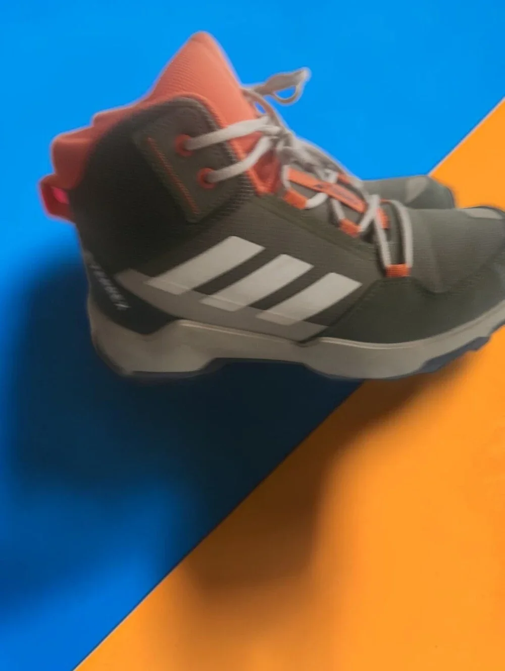 Adidas Kids' Gray & Orange Mid-Top Hiking Shoes- Size 5.5 US